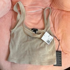 Cropped Cloud Wash Taupe Tank Top